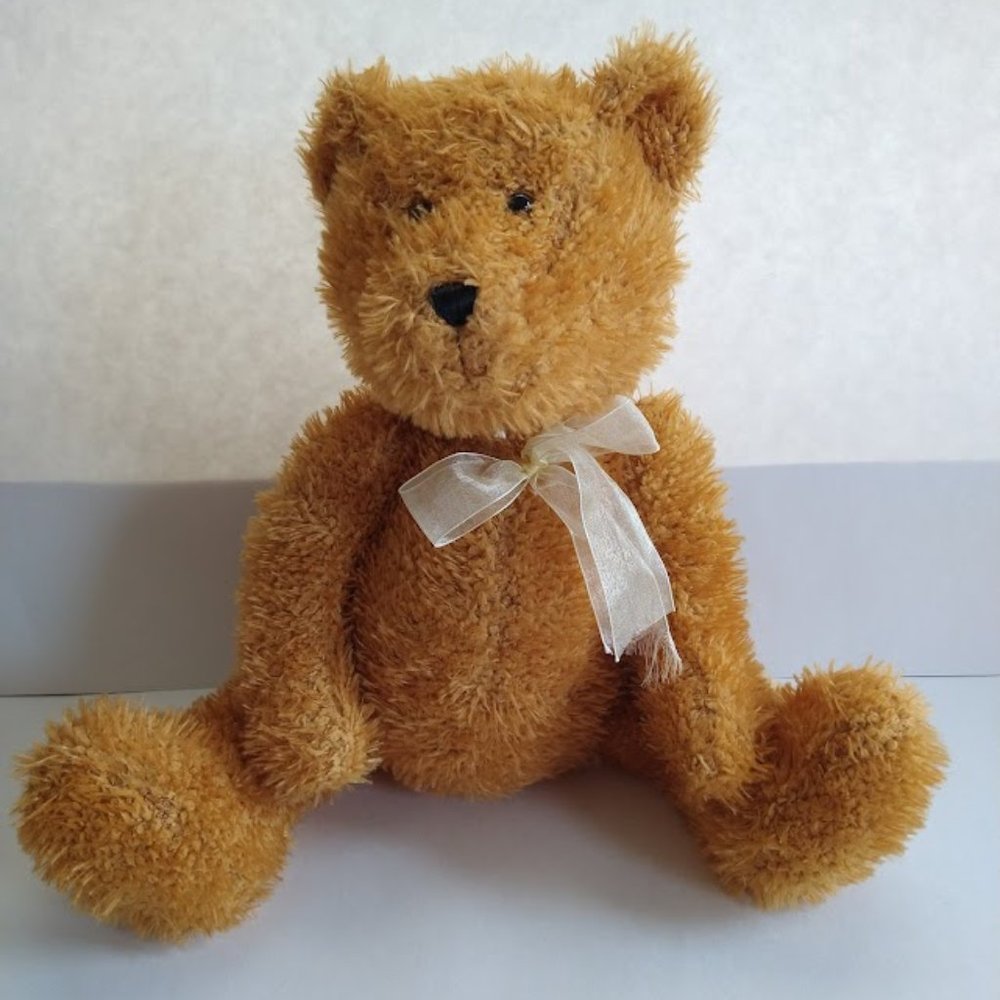 Nanco Gold Brown Teddy Bear 12" with Yellow Bow Plush Stuffed Animal